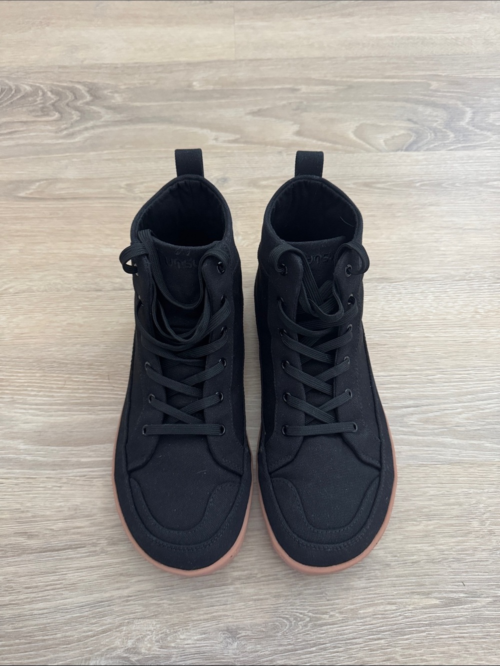 Men's Black High-Top Canvas Sneakers with Gum Outsole